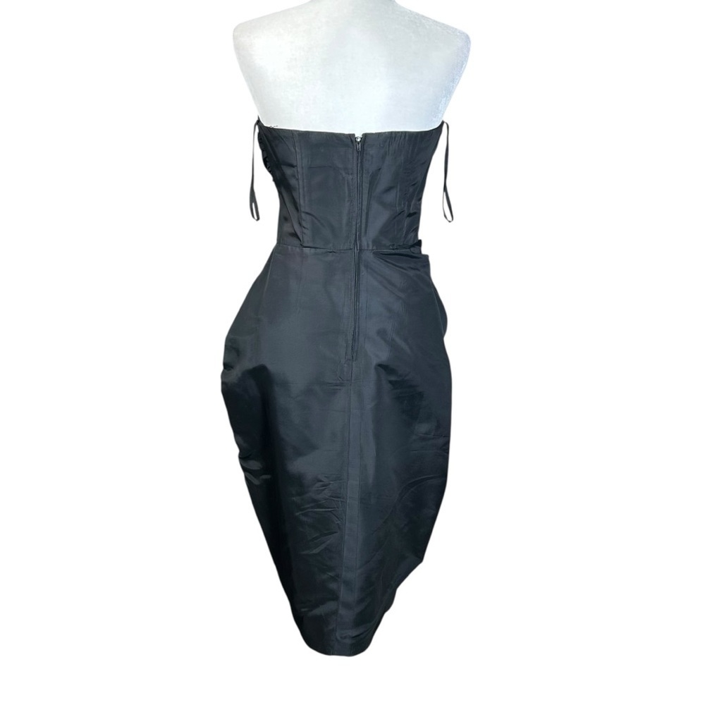 Y2K Steppin Out Taffeta Dress 7 Strapless Wiggle Formal Retro Rhinestones - Picture 3 of 13